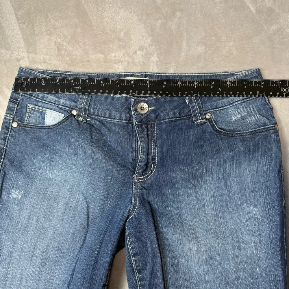L.e.i. Y2K Low Rise Flare Jeans | Patchwork Back Pockets | Size 13
